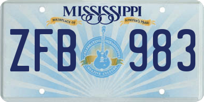 MS license plate ZFB983