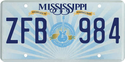 MS license plate ZFB984