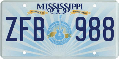 MS license plate ZFB988