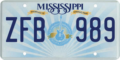 MS license plate ZFB989