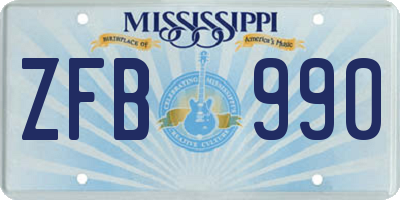 MS license plate ZFB990