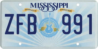 MS license plate ZFB991