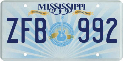 MS license plate ZFB992