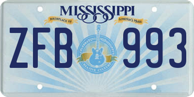 MS license plate ZFB993