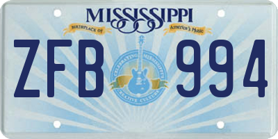 MS license plate ZFB994