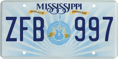 MS license plate ZFB997