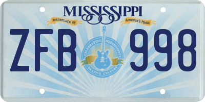 MS license plate ZFB998