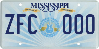 MS license plate ZFC000