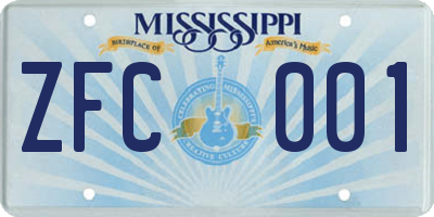MS license plate ZFC001