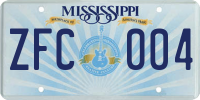 MS license plate ZFC004