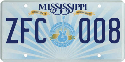 MS license plate ZFC008
