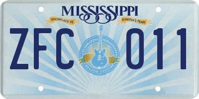 MS license plate ZFC011