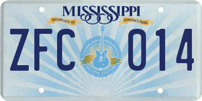 MS license plate ZFC014