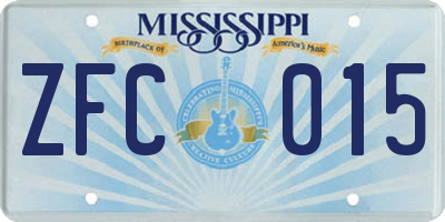 MS license plate ZFC015