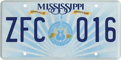 MS license plate ZFC016