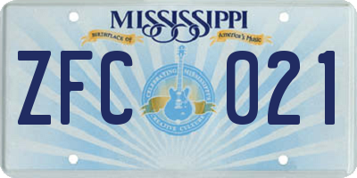 MS license plate ZFC021
