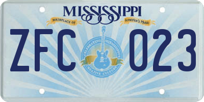 MS license plate ZFC023