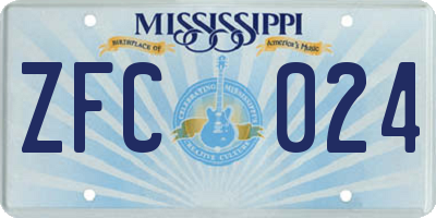 MS license plate ZFC024