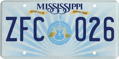 MS license plate ZFC026