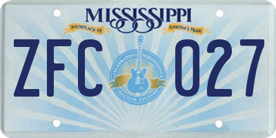 MS license plate ZFC027
