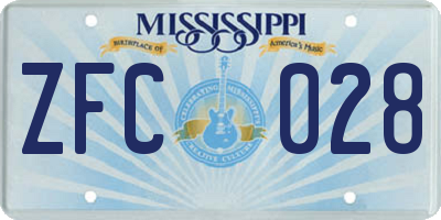 MS license plate ZFC028