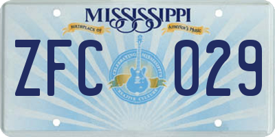 MS license plate ZFC029