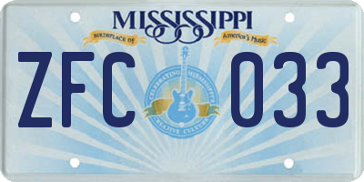MS license plate ZFC033