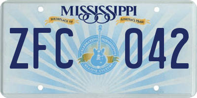 MS license plate ZFC042