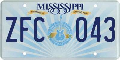 MS license plate ZFC043