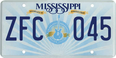 MS license plate ZFC045