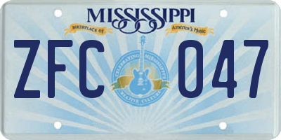 MS license plate ZFC047