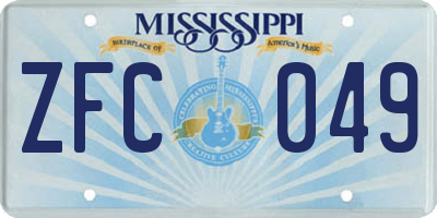 MS license plate ZFC049