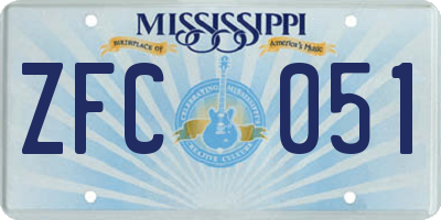 MS license plate ZFC051