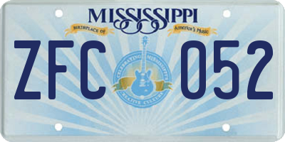 MS license plate ZFC052