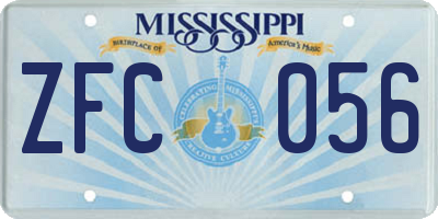 MS license plate ZFC056