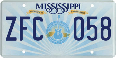 MS license plate ZFC058