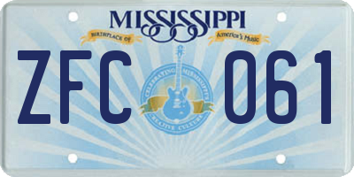 MS license plate ZFC061