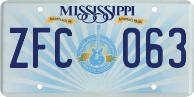 MS license plate ZFC063