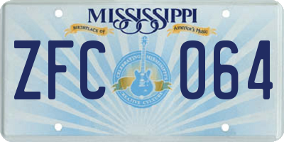 MS license plate ZFC064