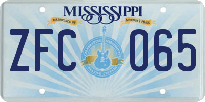 MS license plate ZFC065