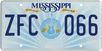 MS license plate ZFC066