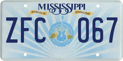 MS license plate ZFC067