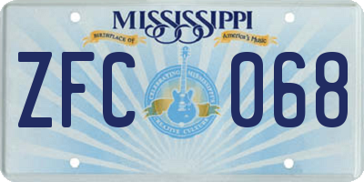MS license plate ZFC068