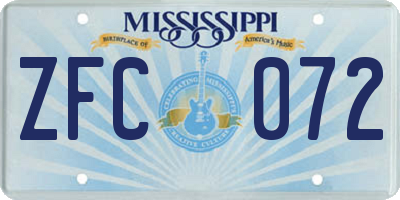 MS license plate ZFC072