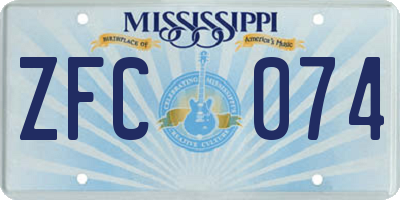 MS license plate ZFC074