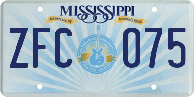 MS license plate ZFC075