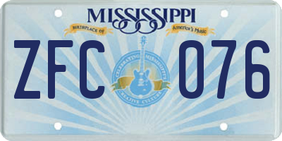 MS license plate ZFC076