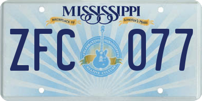 MS license plate ZFC077