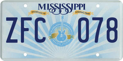 MS license plate ZFC078