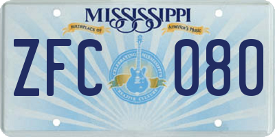 MS license plate ZFC080